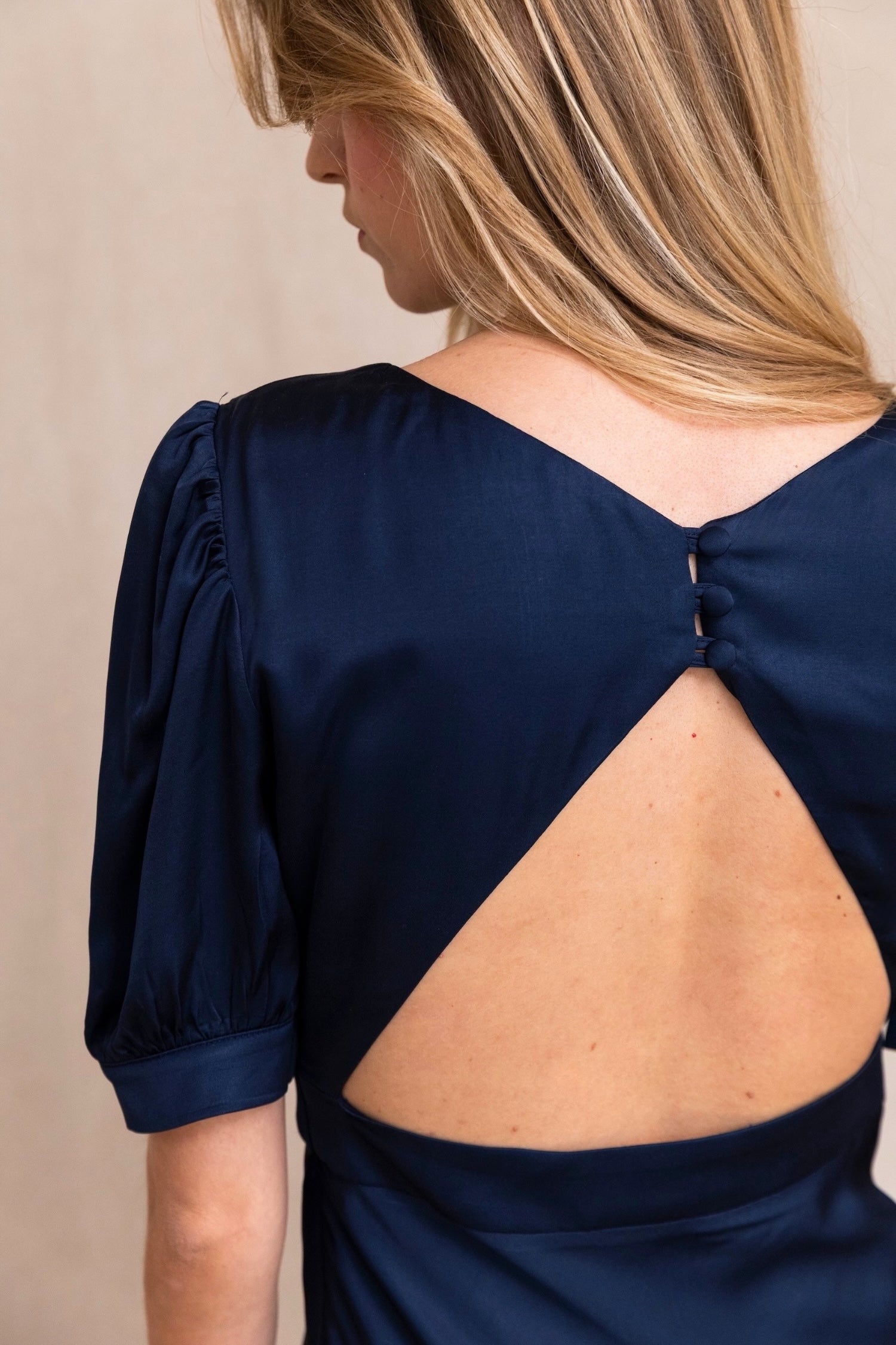 Nicole navy satin dress