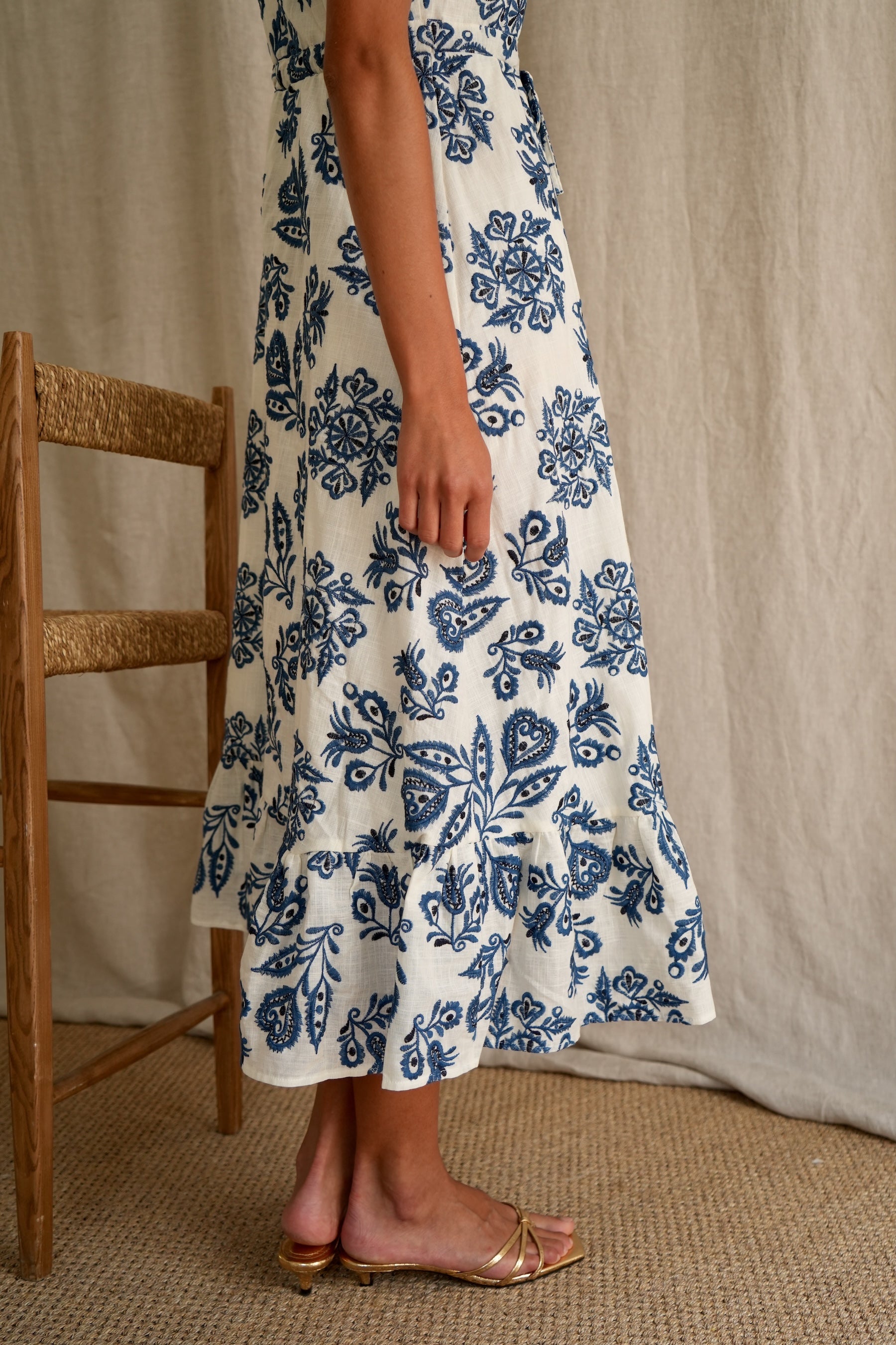 Embroidered Solstice Dress Blue
