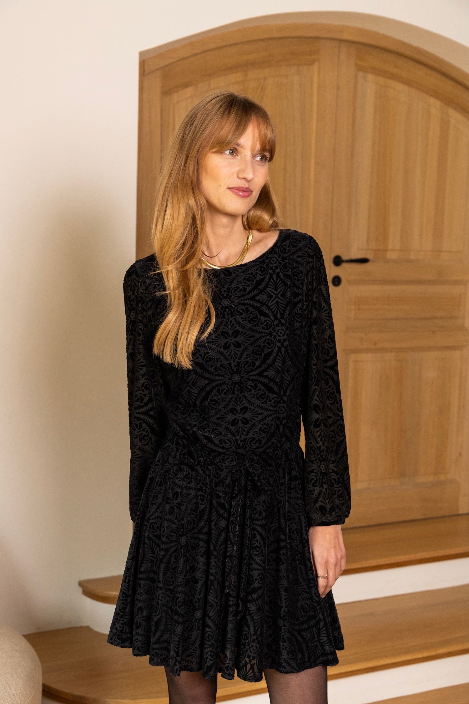 Sabine black velvet dress