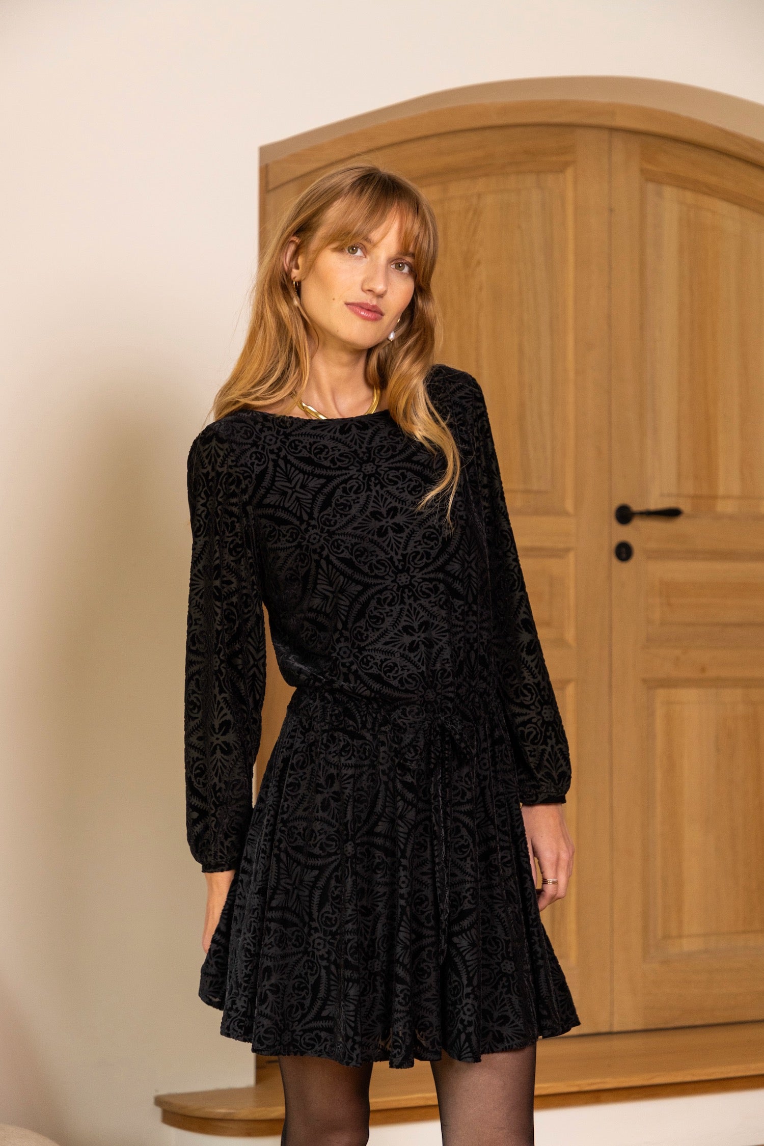Sabine black velvet dress