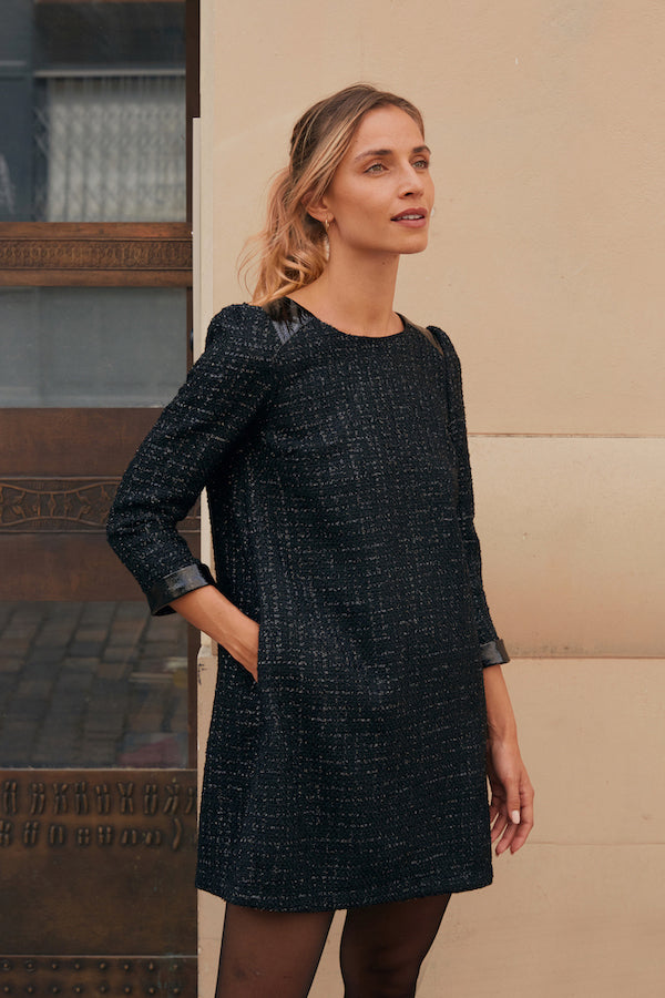Manon black tweed dress