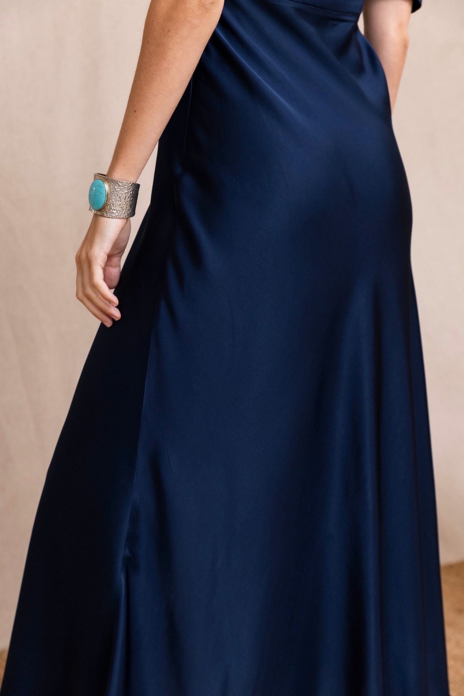 Nicole navy satin dress