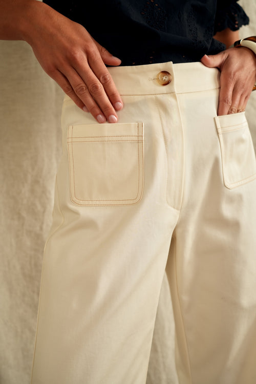 Pantalon Paimpol gabardine écrue