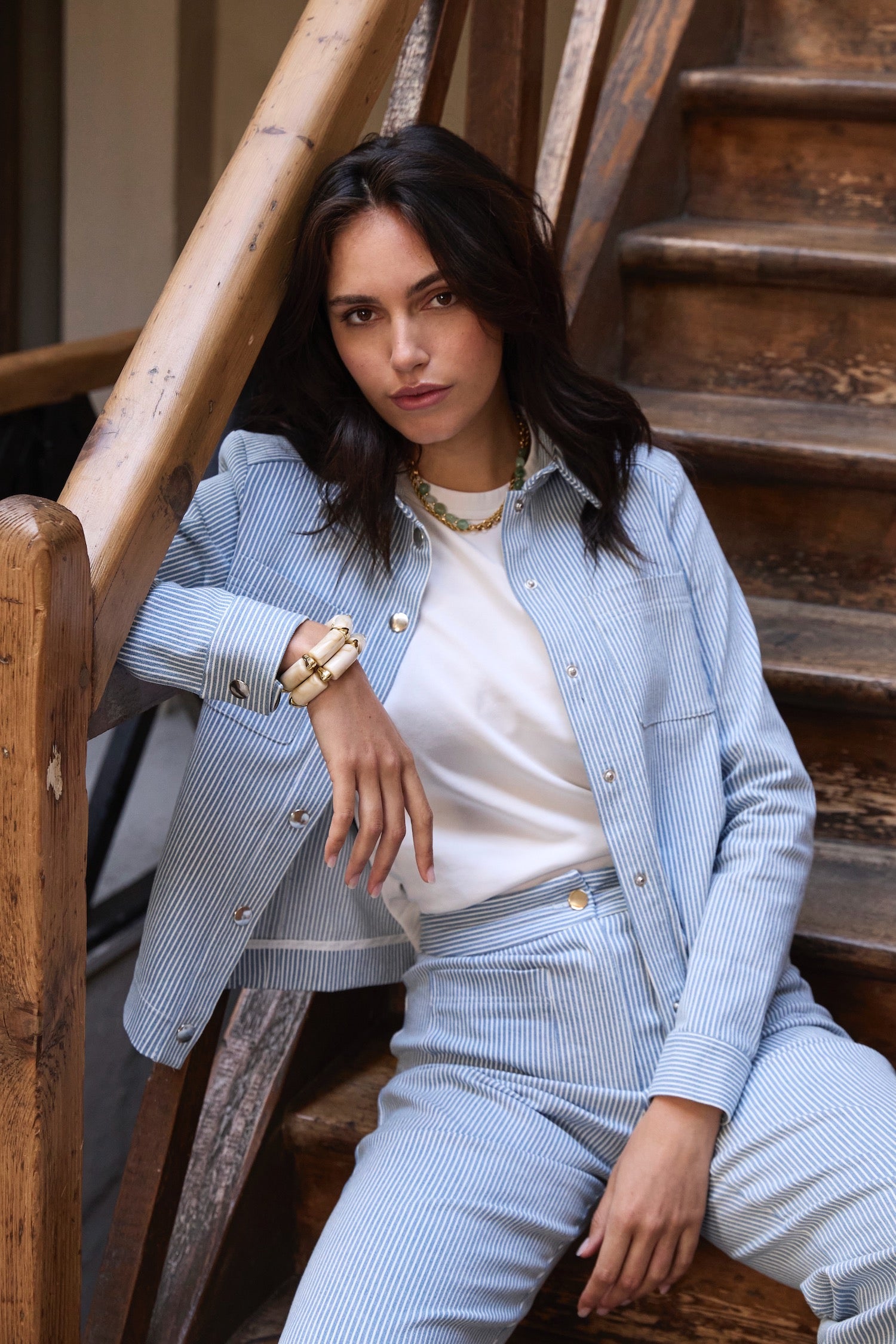 Paimpol striped denim trousers